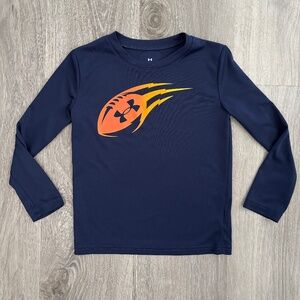 Boys' UNDER ARMOUR Fast FOOTBALL Long Sleeve T-Shirt Shirt Size 5 Midnight Navy